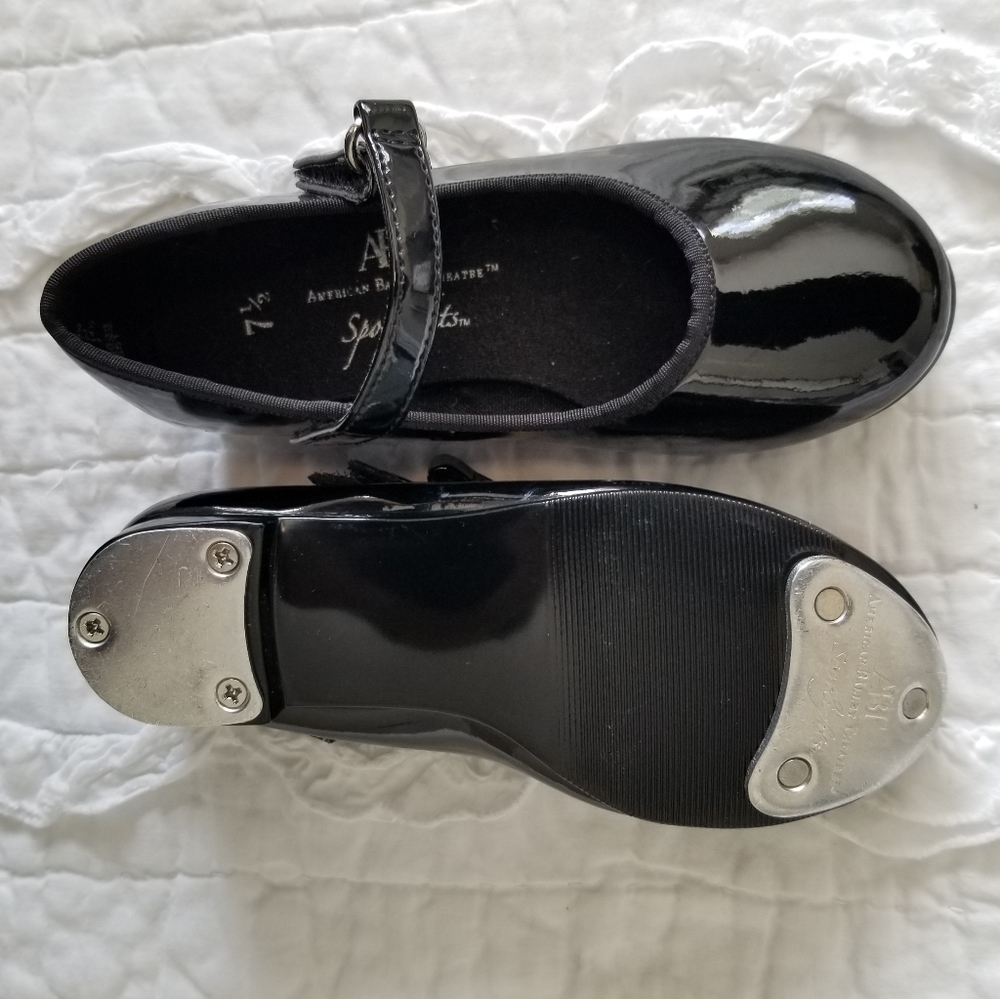 ABT Tap Dance Shoes Black Patent Leather American Ballet Theater 7.5 NWT